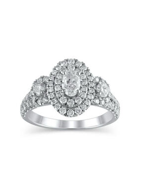 Brilliance 10k white Gold 1.33 cttw Diamond Oval Engagement Wedding Ring new